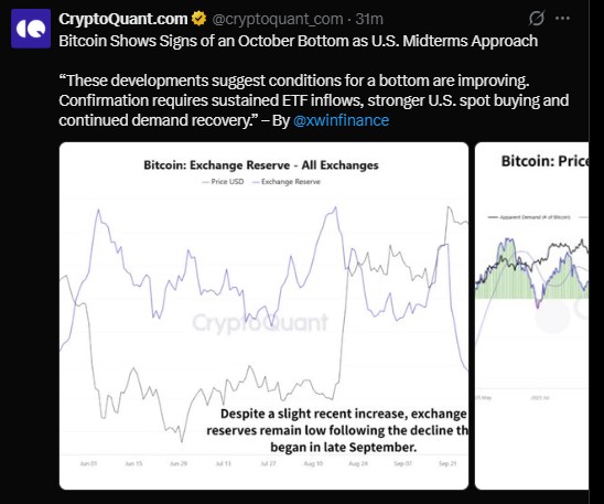 CryptoQuant says conditions for a bottom are improving ahead of the US midterms