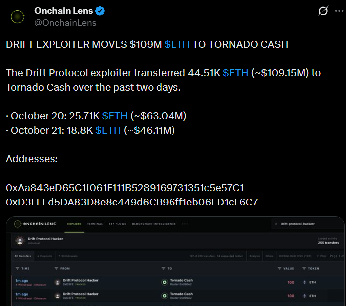 Drift Protocol Exploit Transfers ETH