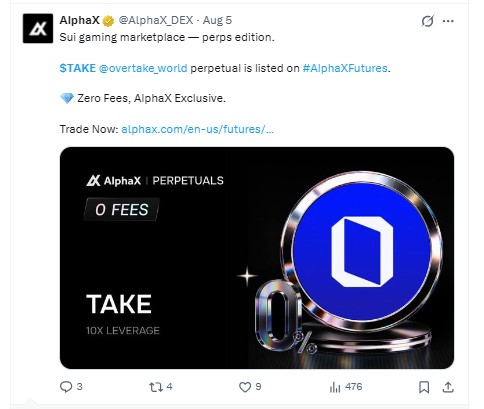 As per the AlphaX DEX account on X As per the AlphaX DEX account on X