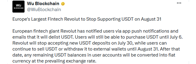 Revolut USDT Delisting Revolut USDT Delisting