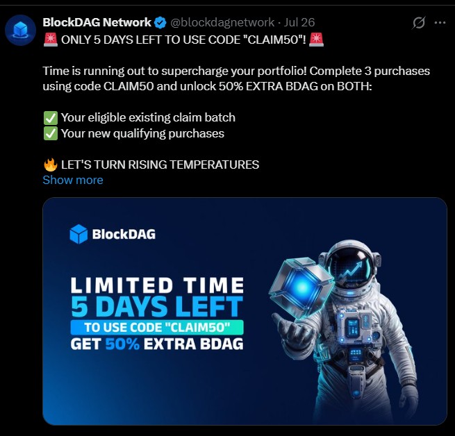 BlockDAG Latest Update on Claims50 BlockDAG Latest Update on Claims50