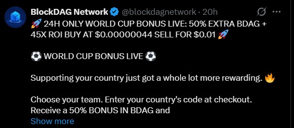BlockDAG World cup bonus BlockDAG World cup bonus