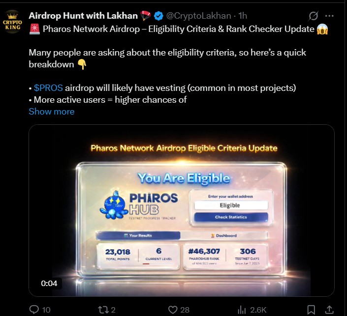 Pharos Network Airdrop, TGE and Listing Update