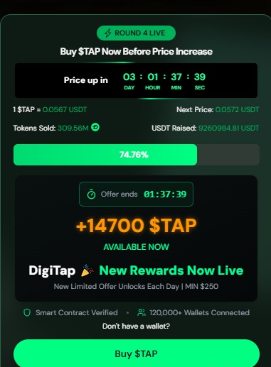 DigiTap STAP Round 4 presale dashboard