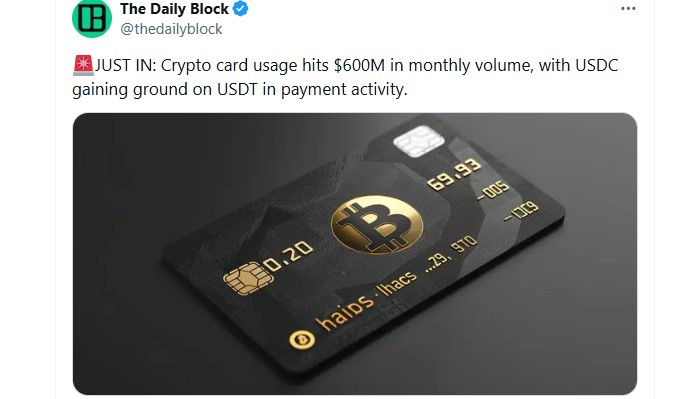 Crypto Card Usage Hit $600 million cap Crypto Card Usage Hit $600 million cap