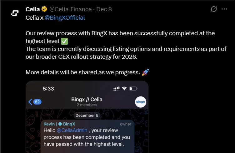 BingX Celia Listing Exchange BingX Celia Listing Exchange