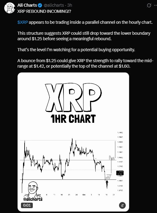 XRP Price Prediction: Will XRP Rebound From $1.25?