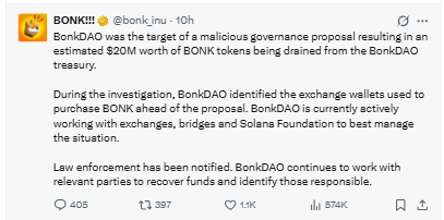 Posted on X by bonk inu