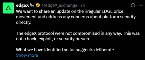 EdgeX response on price crash EdgeX response on price crash