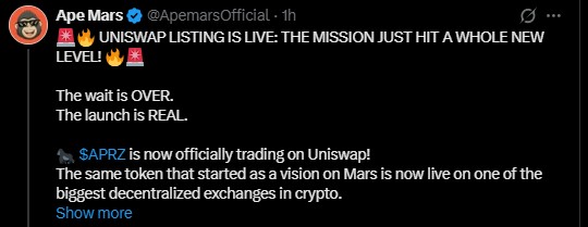 ApeMars Uniswap launch