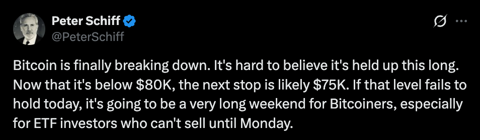 Peter Schiff official tweet Peter Schiff official tweet