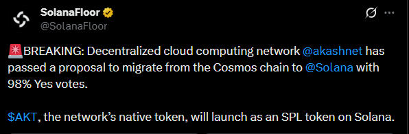 Solana news X post