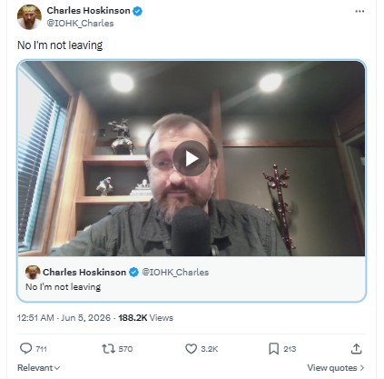 Tweet On X Charles Hoskinson