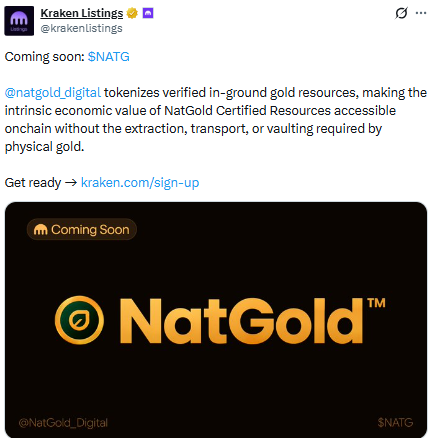 Kraken has teased $NATG (NatGold)