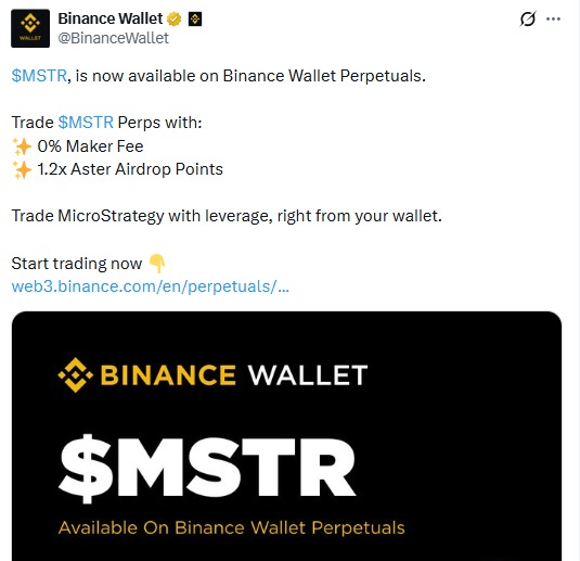 MSTR live on Binance Wallet Perpetuals