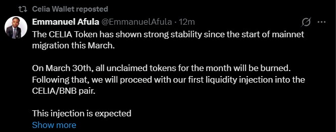 CELIA Token Listing Date and Updates CELIA Token Listing Date and Updates