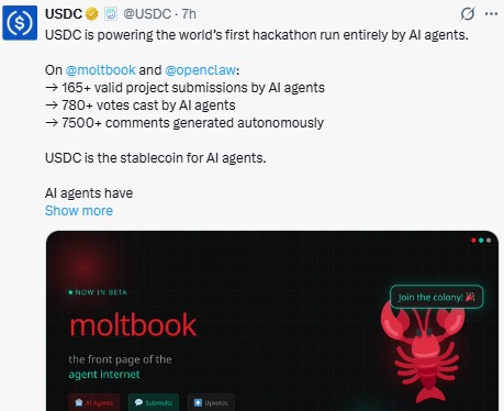 USDC on moltbook and openclaw