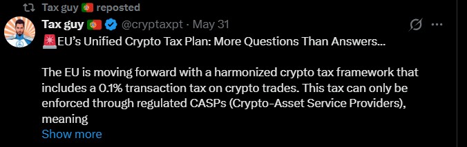 EU Crypto regulation Tax 0.1%