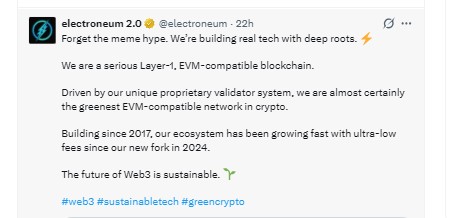 An official Electroneum post calls ETN 