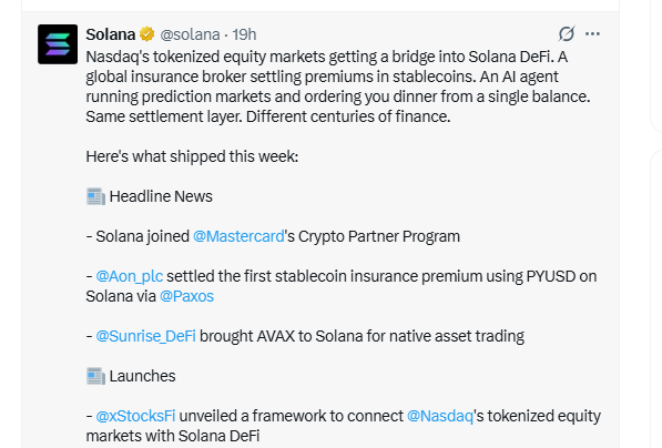 Solana ecosystem updates including Mastercard partnership and Nasdaq tokenized markets Solana ecosystem updates including Mastercard partnership and Nasdaq tokenized markets
