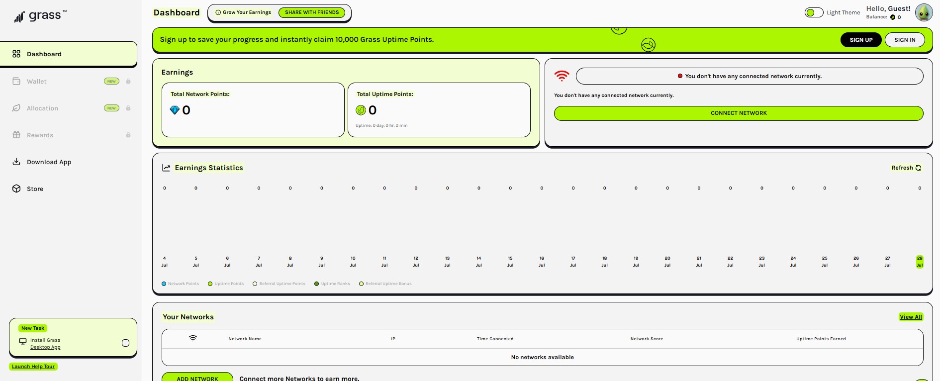 Grass Network Dashboard