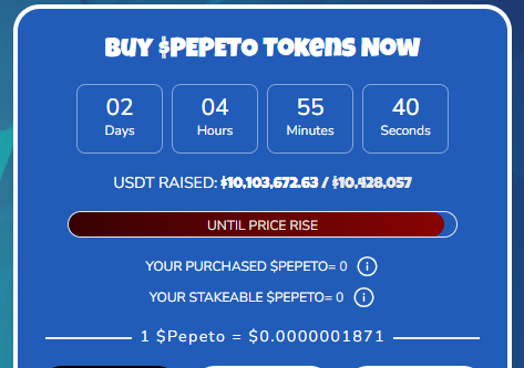 pepeto presale price