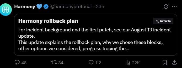 Harmony Rollback Plan Harmony Rollback Plan