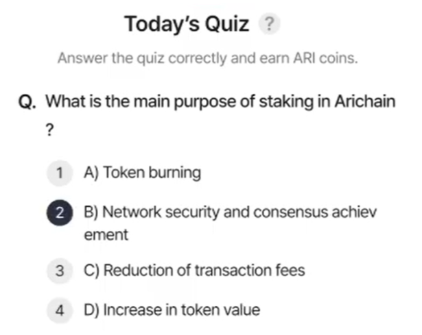 ARI Wallet Daily Quiz Answer