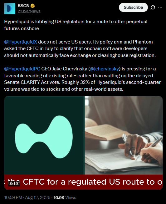 Hyperliquid latest news on x