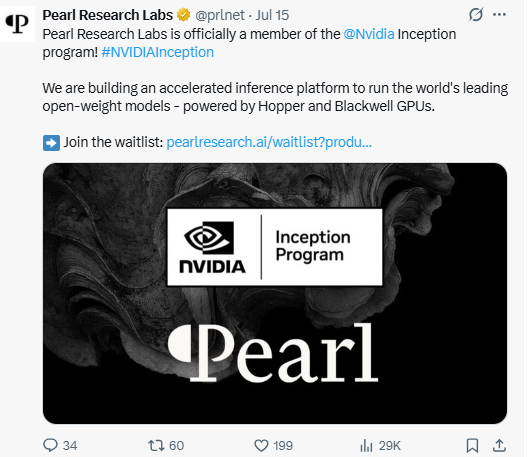 Pearl Joins Nvidia's Inception Program