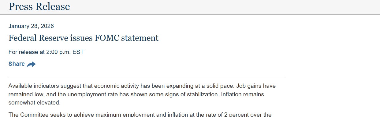 FOMC statement today FOMC statement today