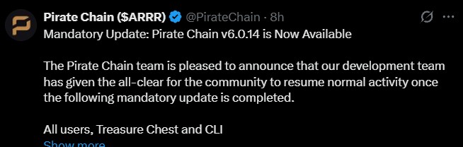 Pirate Chain Crypto Mandatory Upgrade