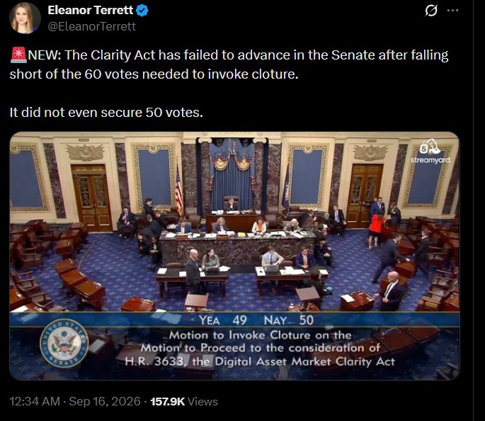 CLARITY Act Fail in the Senate