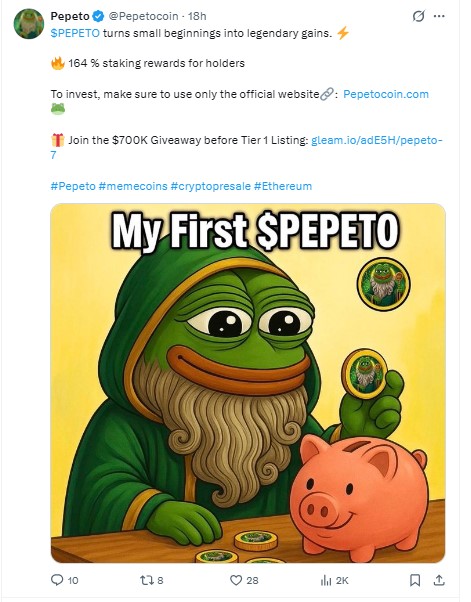 recent Pepeto official post