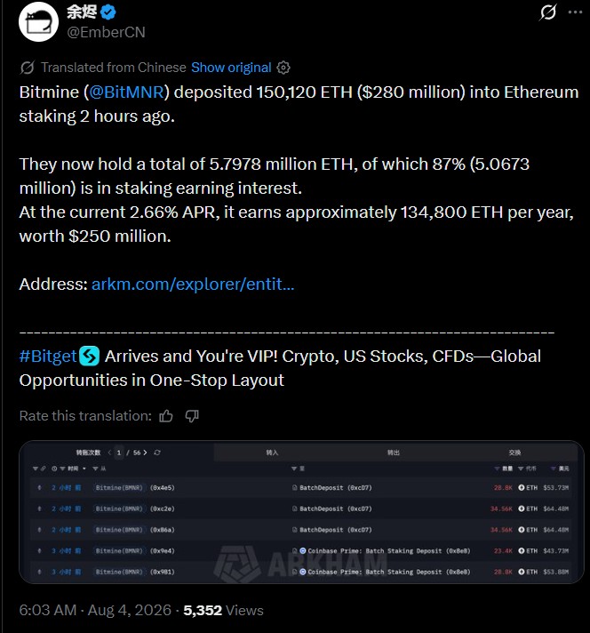 BitMine Expands Ethereum Staking BitMine Expands Ethereum Staking