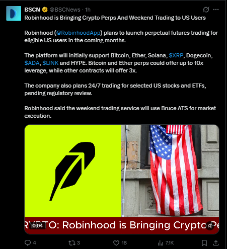 Cardano News Today: Robinhood Perps