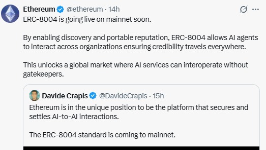 Ethereum ERC-8004 Standard Launch