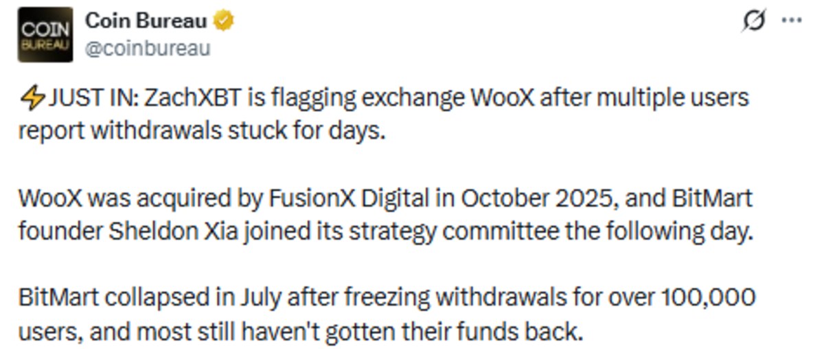 ZachXBT WooX Alert Flags Exchange Over Days of Stuck Withdrawals