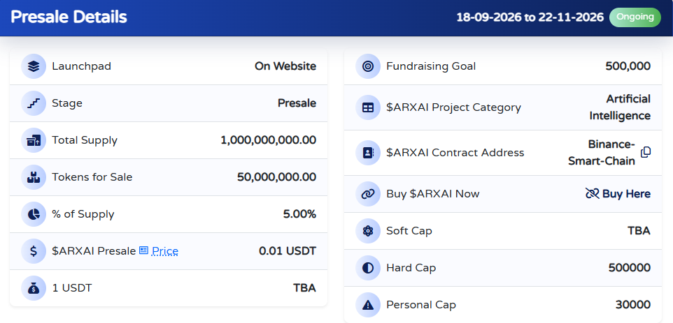 ArexAI Presale Crypto ArexAI Presale Crypto