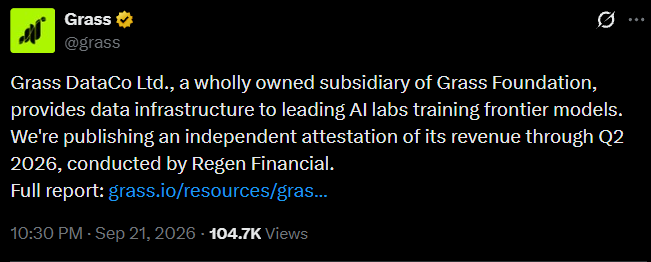 Grass DataCo ltd Revenue 