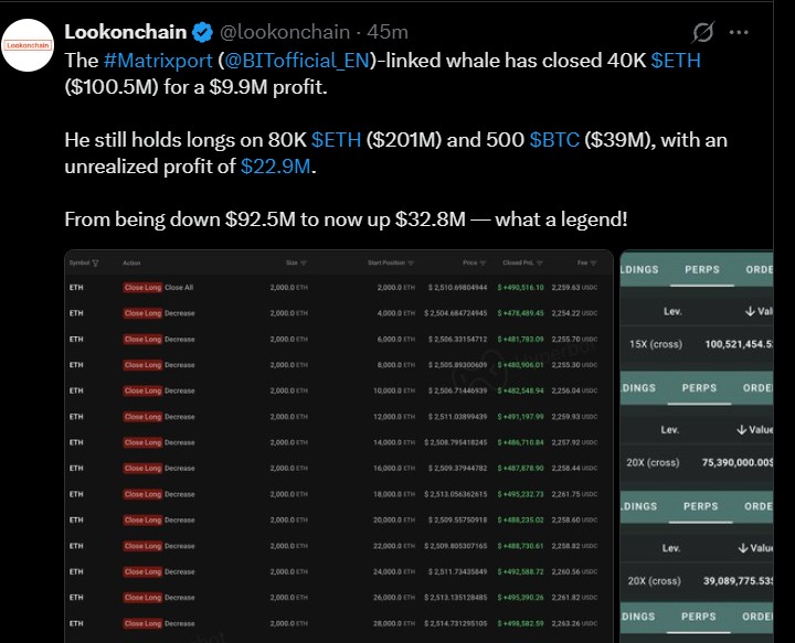 Matrixport-Linked Whale Banks $9.9M