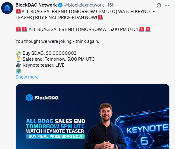 BlockDAG News: Sales End Tomorrow as Global Launch Nears