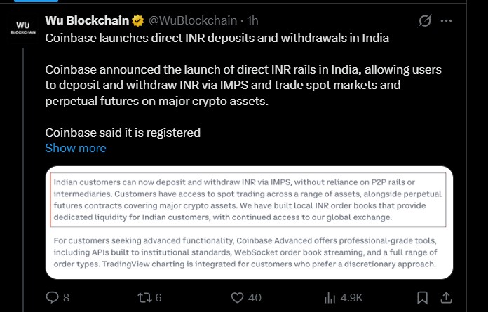 Coinbase Official entered India Coinbase Official entered India