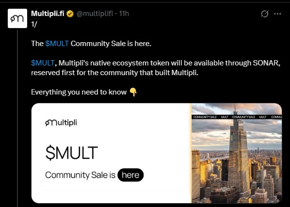 Multipli Opens $MULT Community Sale Through Coinbase