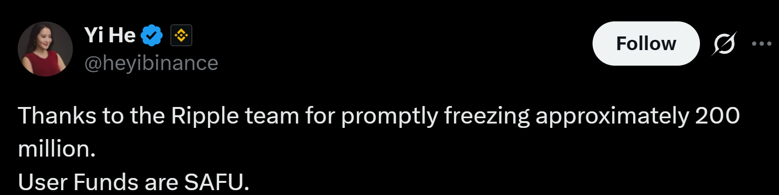Binance co-founder Yi He