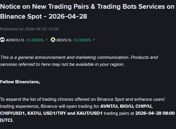 binance official announcement