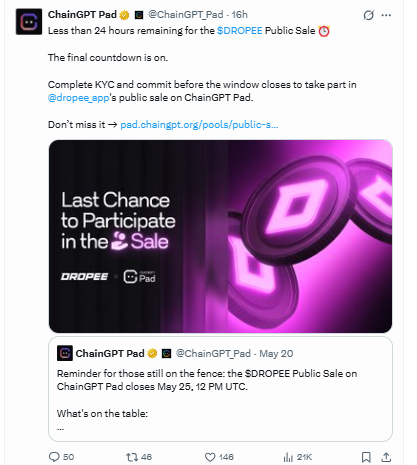 Dropee Public Sale closing today