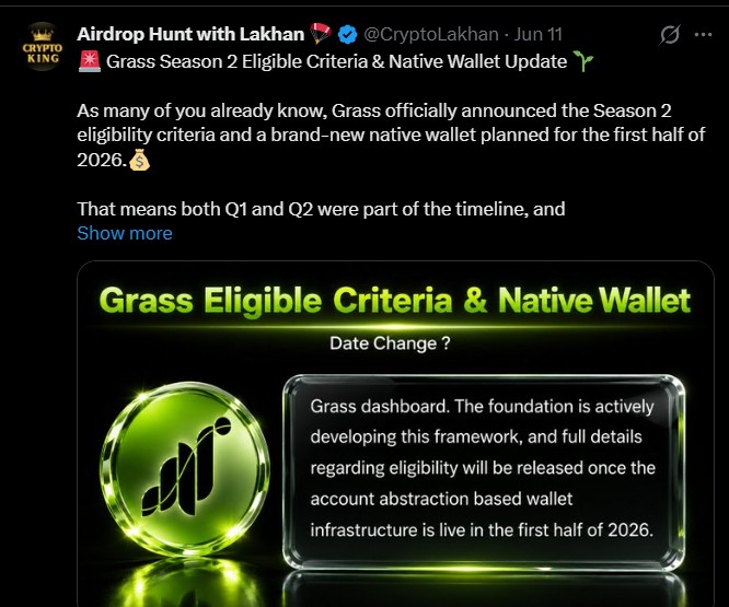 GRASS token Native Wallet and Eligibility Criteria GRASS token Native Wallet and Eligibility Criteria