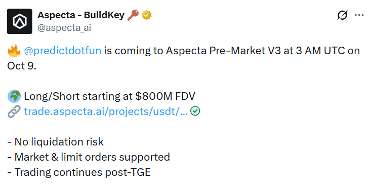 Predict.fun token pre market Predict.fun token pre market
