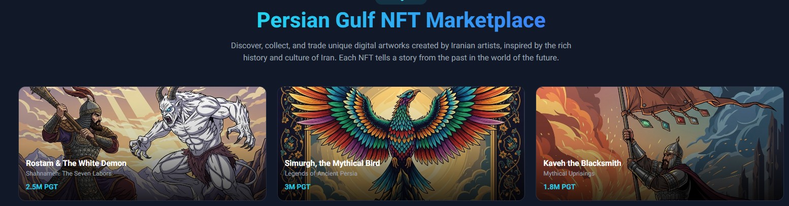 Persian Gulf Token NFT Market places